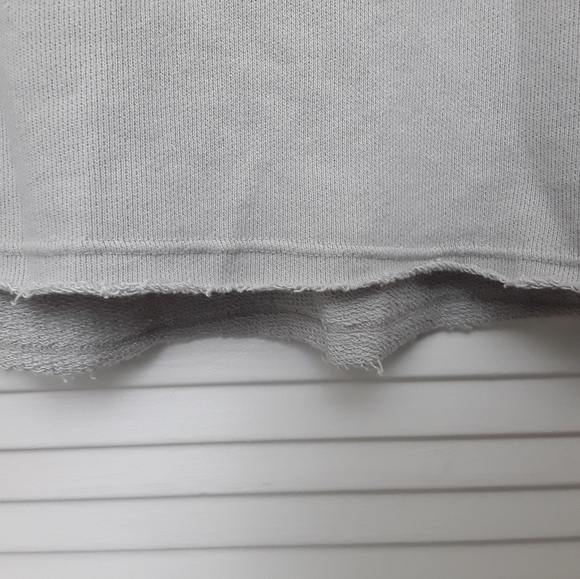 Paris Lace Shoulders Sweatshirt Top High Low M L - Picture 2 of 7